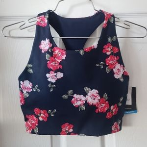 BNWT Navy Blue Floral Gap Sports Bra with Removable Padding Size XS Activewear